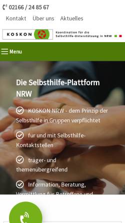 Vorschau der mobilen Webseite www.koskon.de, KOSKON - Koordination für Selbsthilfe in NRW