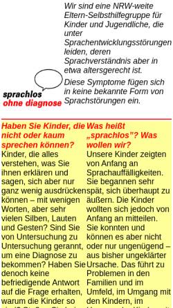 Vorschau der mobilen Webseite www.sprachlos-ohne-diagnose.de, Sprachlos ohne Diagnose