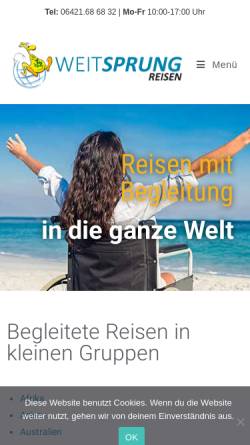 Vorschau der mobilen Webseite www.weitsprung-reisen.de, Weitsprung Reisen