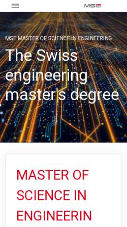 Vorschau der mobilen Webseite www.msengineering.ch, Master-Studiengang Ingenieurwissenschaften FH