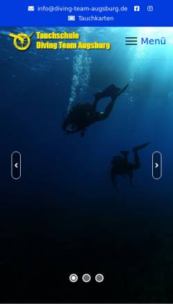 Vorschau der mobilen Webseite www.diving-team-augsburg.de, Diving-Team Augsburg