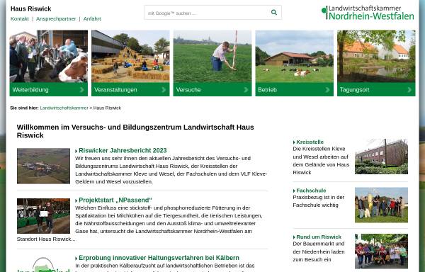 Vorschau von www.riswick.de, Fachschule Ökologischer Landbau Haus Riswick