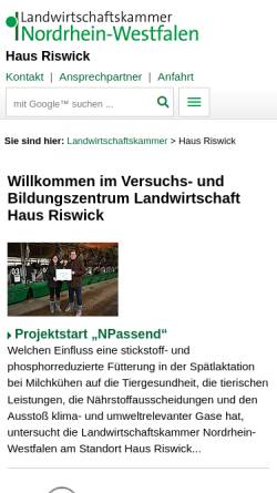 Vorschau der mobilen Webseite www.riswick.de, Fachschule Ökologischer Landbau Haus Riswick