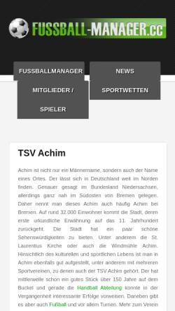 Vorschau der mobilen Webseite www.tsv-achim-fussball.de, TSV Achim, Abteilung Fußball