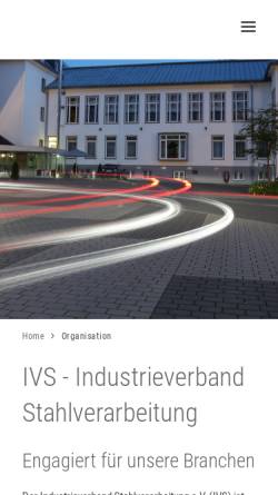 Vorschau der mobilen Webseite www.ivs-siegen.de, Industrieverband Stahlverarbeitung e.V.
