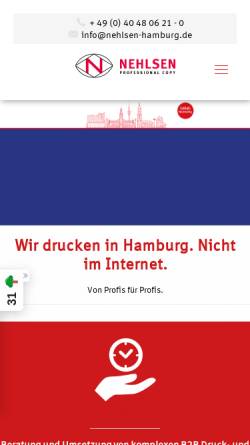 Vorschau der mobilen Webseite www.nehlsen-hamburg.de, Nehlsen Professional Copy