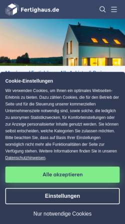 Vorschau der mobilen Webseite www.fertighaus.de, Fertighaus.de