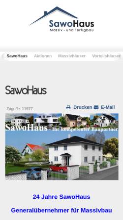 Vorschau der mobilen Webseite www.sawohaus.de, SWS-Immobilienkontor, Sabine Wobbermin