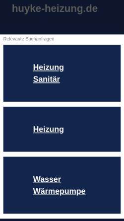 Vorschau der mobilen Webseite www.huyke-heizung.de, Hartwig H. Huyke GmbH