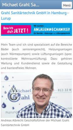 Vorschau der mobilen Webseite www.michael-grahl.de, Michael Grahl Sanitärtechnik