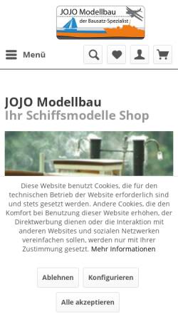 Vorschau der mobilen Webseite www.schiffsmodelle-shop.de, Jojo Modellbauvertrieb, Johannes Hornemann