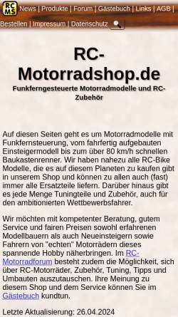 Vorschau der mobilen Webseite www.rc-motorradshop.de, RC-Motorradshop - Gregor Schinner
