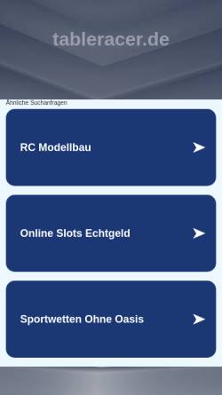 Vorschau der mobilen Webseite www.tableracer.de, Tableracer Online Shop, Frank Hartmann