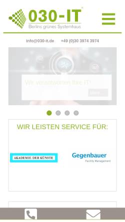Vorschau der mobilen Webseite www.030-it.de, 030-IT GmbH - Berlins grünes Systemhaus
