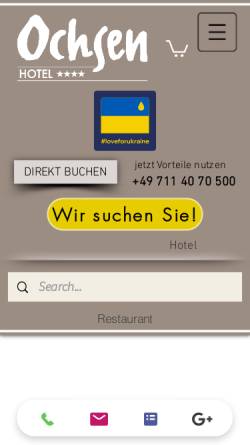 Vorschau der mobilen Webseite www.ochsen-online.de, Weinstube Hotel Ochsen