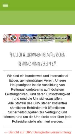 Vorschau der mobilen Webseite www.drv-rettungshunde.de, Deutscher Rettungshundeverein e.V.