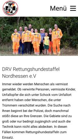 Vorschau der mobilen Webseite drv-nordhessen.de, DRV e.V. Rettungshundestaffel Nordhessen
