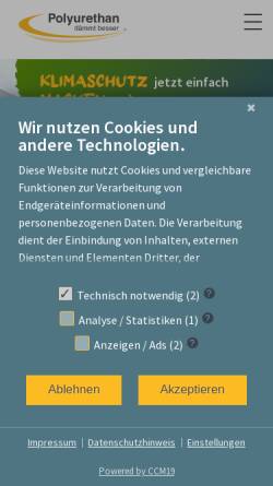 Vorschau der mobilen Webseite www.ivpu.de, Industrieverband Polyurethan-Hartschaum e.V.