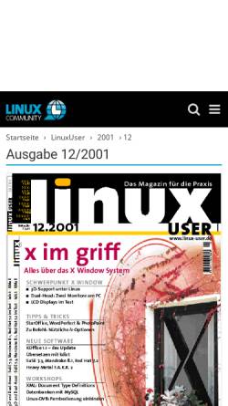 Vorschau der mobilen Webseite www.linux-user.de, Das Kreuz mit dem X