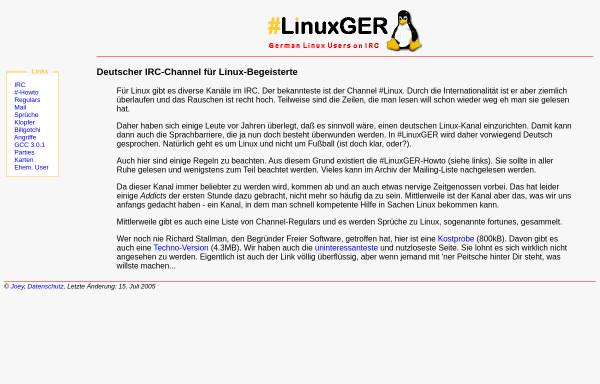 Vorschau von www.linuxger.de, IRC - #LinuxGER