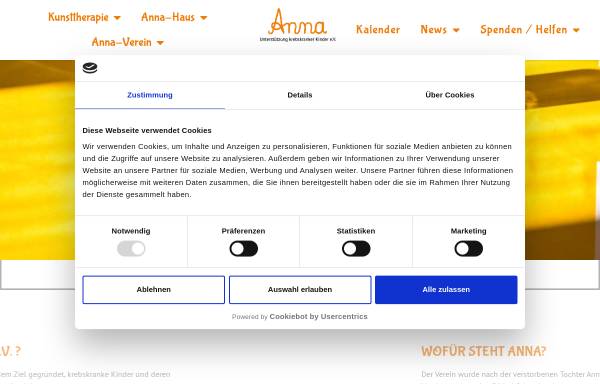 Vorschau von www.annaverein.de, Anna e.V. - Unterstützung krebskranker Kinder durch Freizeiten e.V.