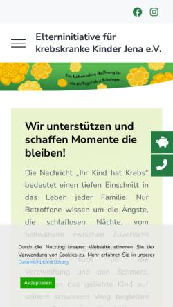 Vorschau der mobilen Webseite ekk-jena.de, Elterninitiative für krebskranke Kinder Jena e.V.