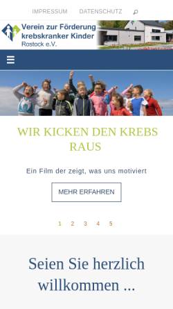 Vorschau der mobilen Webseite kinderkrebshilfe-rostock.de, Kinderkrebshilfe Rostock