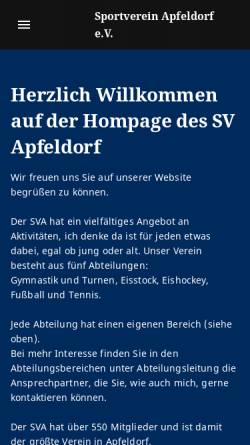 Vorschau der mobilen Webseite www.sv-apfeldorf.de, SV Apfeldorf Eishockeyabteilung
