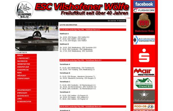 Vorschau von www.esc-vilshofener-woelfe.de, Vilshofener Woelfe