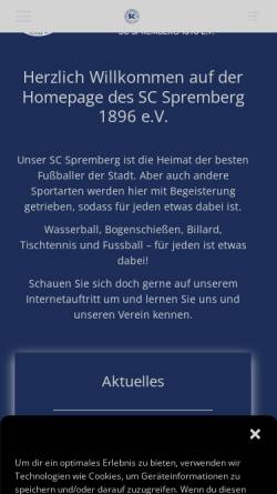Vorschau der mobilen Webseite www.sc1896.de, Sportclub Spremberg 1896