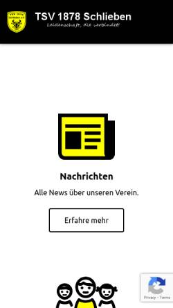 Vorschau der mobilen Webseite www.tsvschlieben.de, TSV 1878 Schlieben