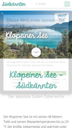Vorschau der mobilen Webseite www.klopeinersee.at, Klopeinersee - Südkärnten