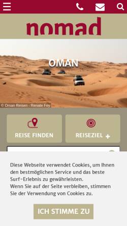 Vorschau der mobilen Webseite nomad-reisen.de, Nomad-reisen.de