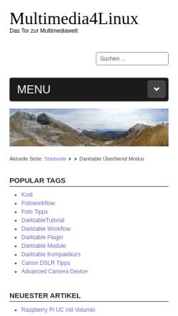 Vorschau der mobilen Webseite www.multimedia4linux.de, Multimedia für Debian GNU/Linux