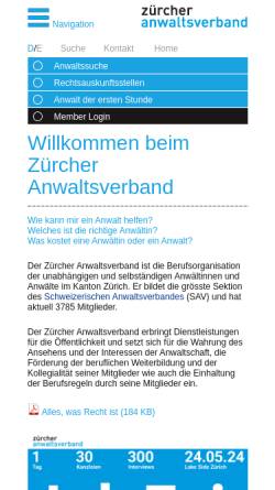 Vorschau der mobilen Webseite www.zav.ch, Zürcher Anwaltsverband ZAV