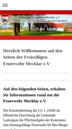 Vorschau der mobilen Webseite www.ffw-mecklar.de, Freiwillige Feuerwehr Mecklar e.V.
