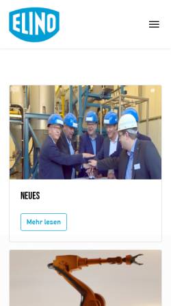 Vorschau der mobilen Webseite www.elino.de, ELINO Industrie-Ofenbau Carl Hanf GmbH & Co.