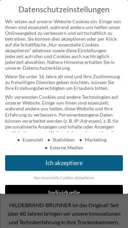 Vorschau der mobilen Webseite www.brunner-hildebrand.de, Hildebrand Brunner Holz- und Trockentechnik GmbH