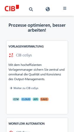 Vorschau der mobilen Webseite www.cib.de, CIB pdf Software
