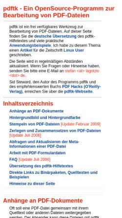 Vorschau der mobilen Webseite www.lagotzki.de, pdftk - PDF-Bearbeitung