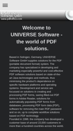 Vorschau der mobilen Webseite pdf-office.com, Universe Software GmbH