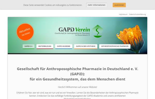 Vorschau von www.gapid.de, Berufsverband Anthroposophischer Apotheker in Deutschland