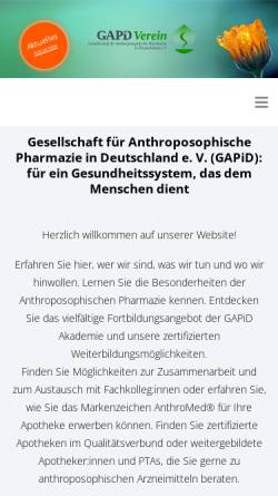 Vorschau der mobilen Webseite www.gapid.de, Berufsverband Anthroposophischer Apotheker in Deutschland