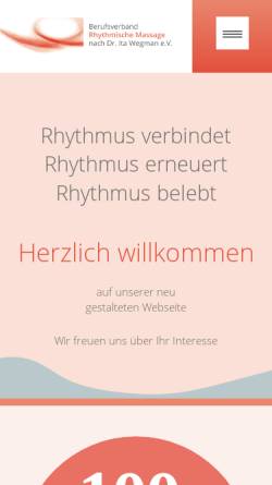 Vorschau der mobilen Webseite www.rhythmischemassage.com, Berufsverband Rhythmische Massage e. V.