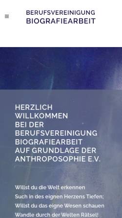 Vorschau der mobilen Webseite biographiearbeit.de, Berufsvereinigung Biografiearbeit auf Grundlage der Anthroposophie e.V.
