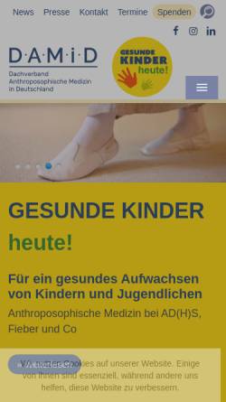 Vorschau der mobilen Webseite www.damid.de, Dachverband Anthroposophischer Medizin in Deutschland