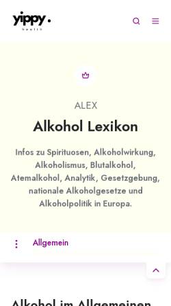 Vorschau der mobilen Webseite www.alkohol-lexikon.de, Alex - Alkohollexikon
