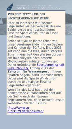 Vorschau der mobilen Webseite www.surfen-in-essen.de, Essener Segelsurfer e.V. Windsurfen am Baldeneysee