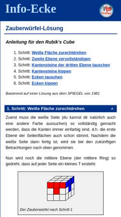 Vorschau der mobilen Webseite keks.de, Zauberwürfel-Anleitung