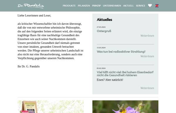 Vorschau von www.pandalis.de, Dr. Pandalis Ur­hei­mi­sche Me­di­zin GmbH und Co. KG